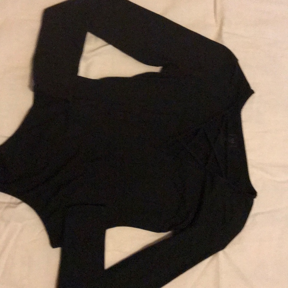 Black v neck cross bodysuit